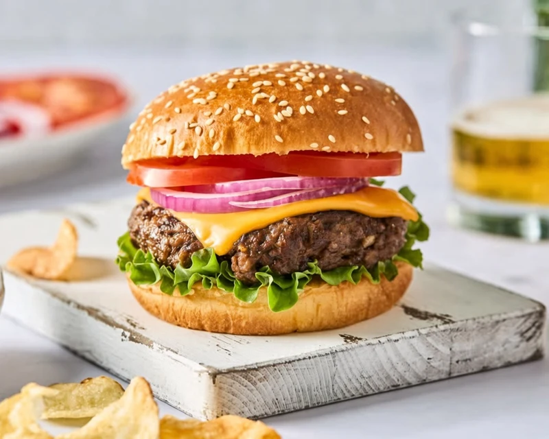 Flame burger from Peak & Flame Pizza Express in Calgary, AB
